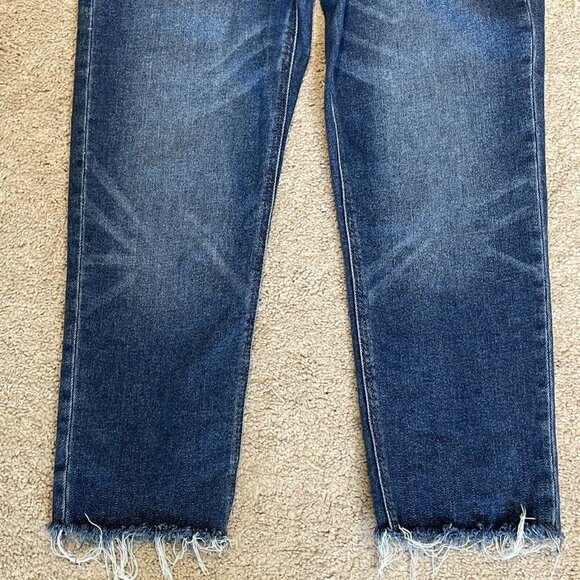 American Eagle Mom Jeans Denim Size 0 XL Button Fly Relaxed Fit Cropped Raw Hem - Picture 4 of 15